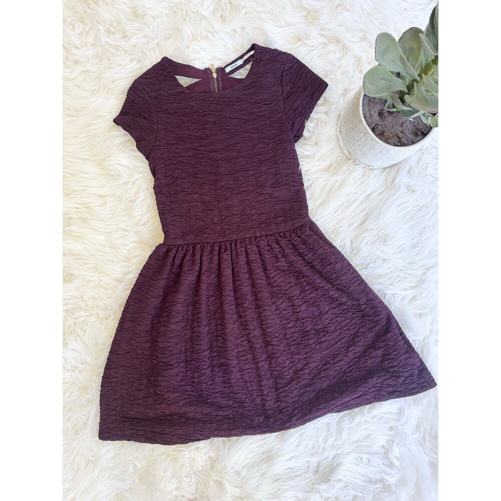 Urban Outfitters Textured Short Sleeve Dress in Plum